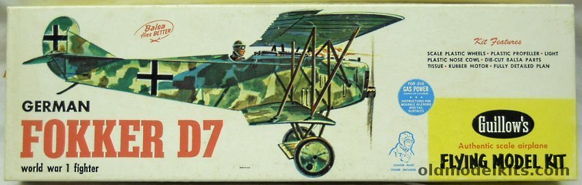 Guillows Fokker D-VII - 18 inch Wingspan Rubber Powered Balsa Wood Kit, 103 plastic model kit